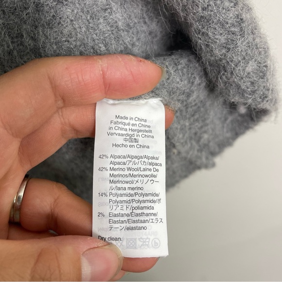 J. Crew Fuzzy Balloon Sleeve Turtleneck Gray Merino Wool Alpaca Sweater sz S - Picture 5 of 8